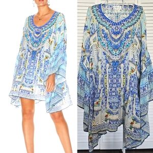 Camilla Gathered Hem Short Ruffle  Dress A night to remember Blue White One Size